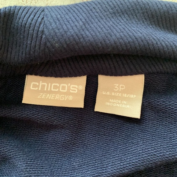 Chico's Zenergy Open Front Cardigan Women Size XL Petite Blue Draped Knit Jacket - Picture 4 of 7